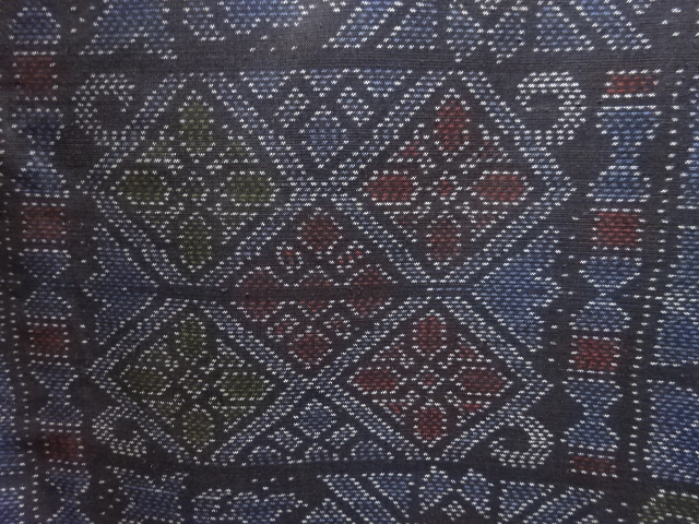 JAPANESE KIMONO / ANTIQUE KIMONO / SILK / DORO OSHIMA TSUMUGI / WOVEN SARASA PATTERN